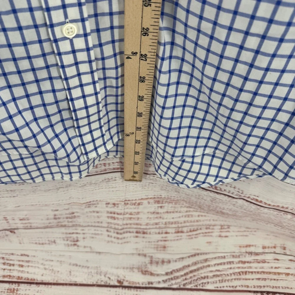 Charles Tyrwhitt Dress Shirt  Mens XL 17/35 Non Iron Blue White Tattersall Check